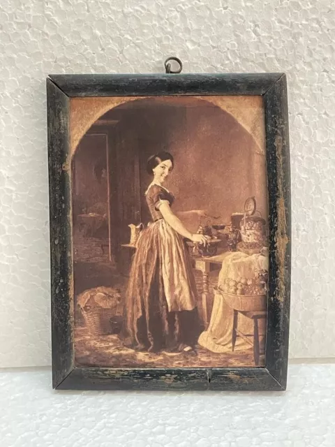 Vintage Ancien Rare Lilly Martin Spencer Affiche Avec Cadre en Bois