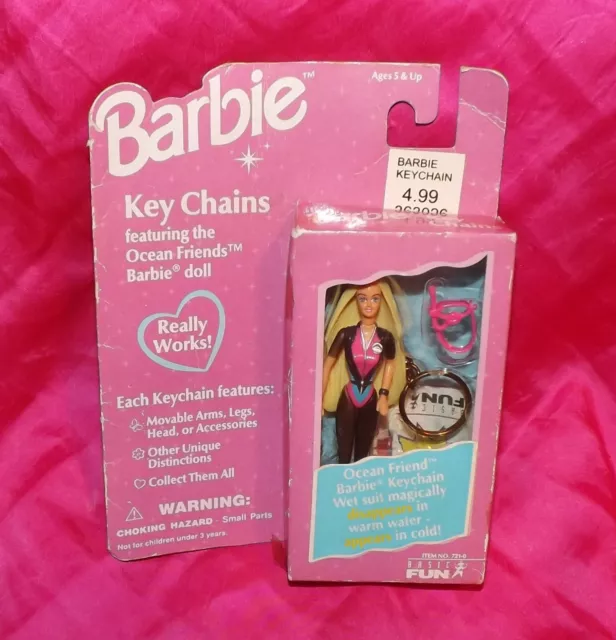 🌈NEW In Package Vintage 1996 Barbie Keychain Ocean Friend Basic Fun Barbie Doll