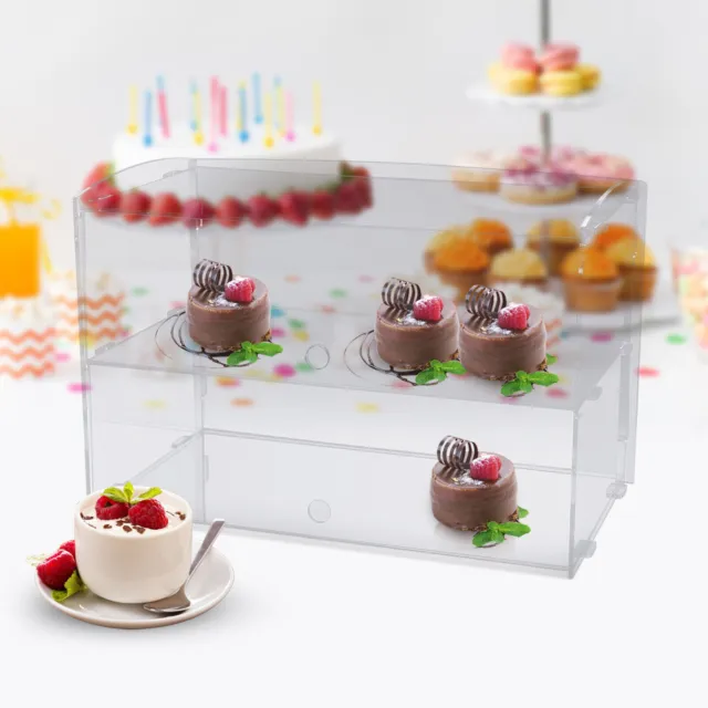 2 Tiers Commercial Pastry Muffins Food Showcase Countertop Bakery Display Case