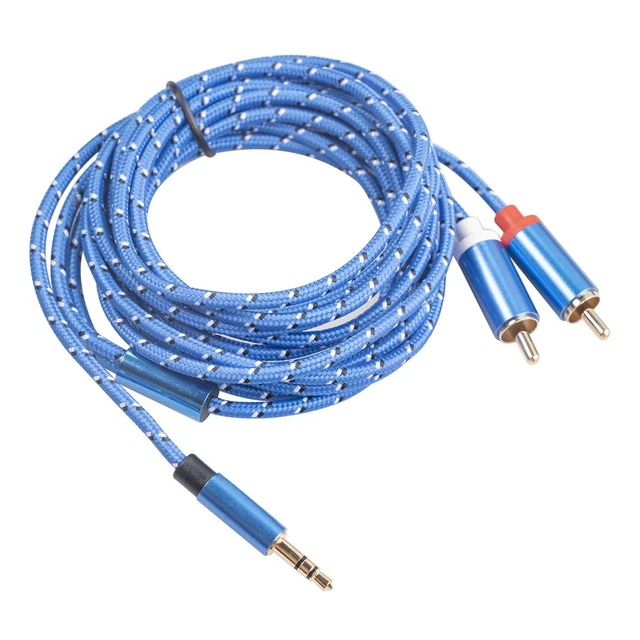 Câble RCA Jack 1 M – Pour Connecter Smartphone à Ampli Voiture, TV, Chaîne Hi-Fi | Connecteurs Plaqués Or, Conducteur Cuivre - 8