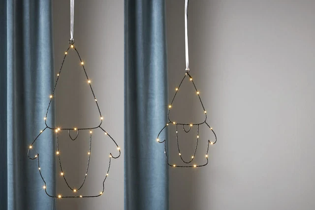 LED Silhouette Santa aus schwarzem Metall Batterie Timer 2 Größen wählbar
