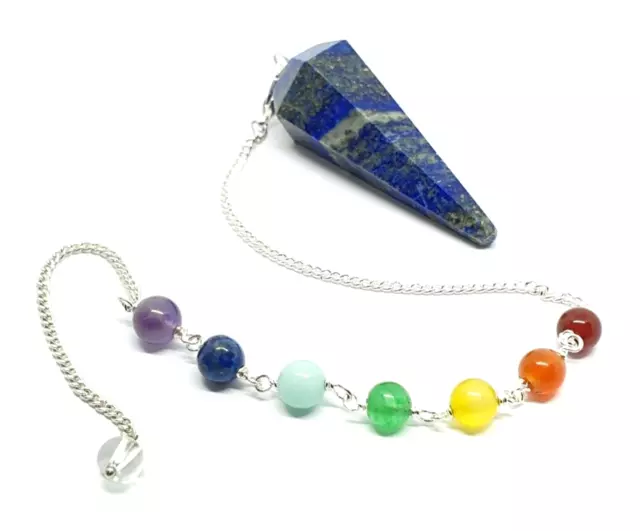 Lapis Pendel 7 Chakra Edelsteinkette Weissagung Rutengänger Reiki...