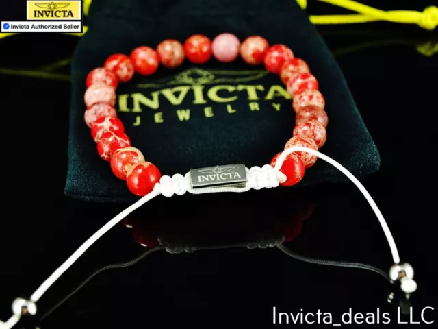 Invicta Authentic Jewelry Elements Hematite RED Stainless Steel Bracelet