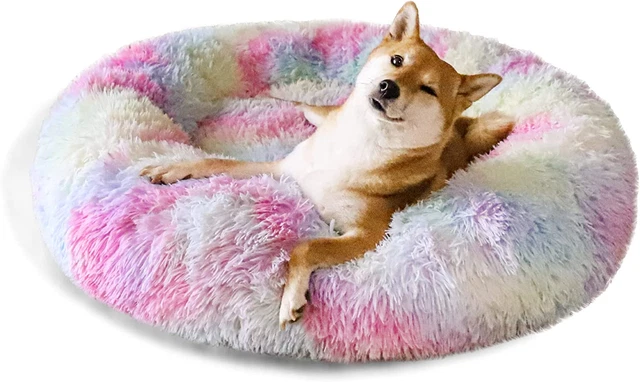 Calming Donut Dog Bed for Small Medium and Large Dogs Anti-Anxiety Plush Soft an