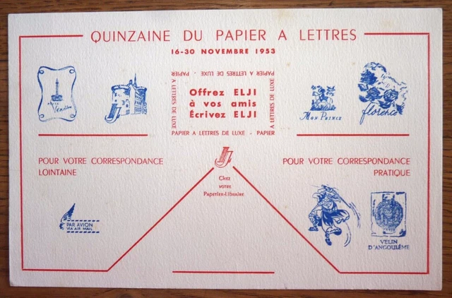Buvard -  Quinzaine Du Papier À Lettres Offfrez Elji - 1953 -  Velin D'angoulême