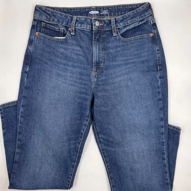 Old Navy Womens OG Straight Jeans Size 10 Blue Denim Cotton Stretch Skinny Leg
