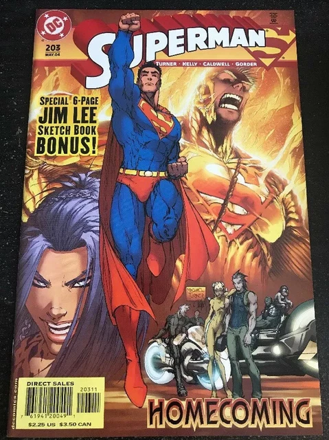 Superman#203 Incredible Condition 9.4(2004)Jim Lee Sketchbook,Micheal Turner Art