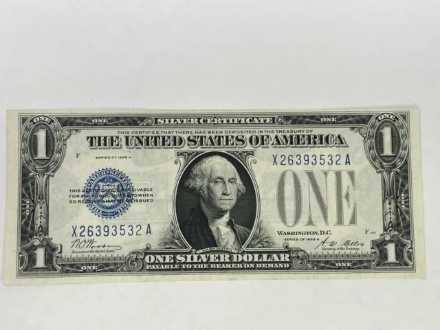 1928A $1 BLUE Seal SILVER Certificate **FUNNY BACK** Crisp Unc Great Note!