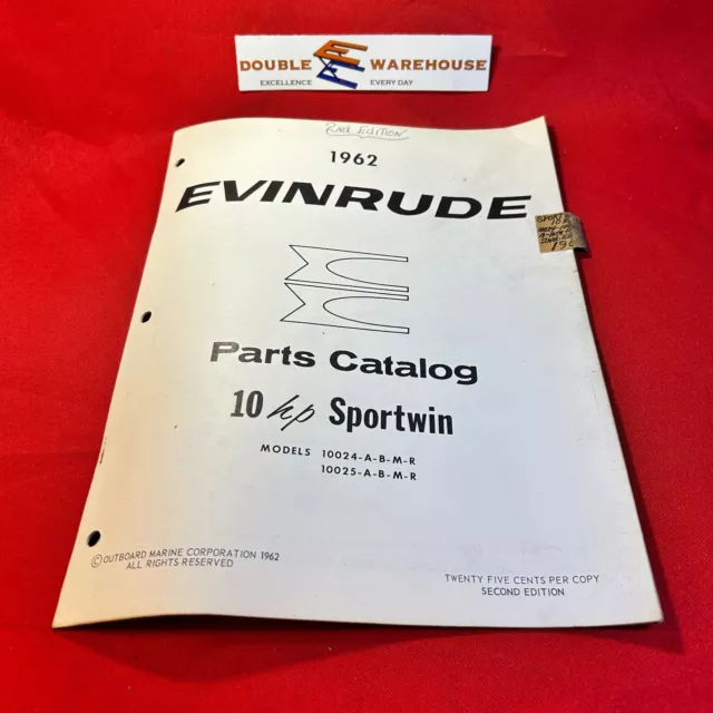 1962 Evinrude 10 HP Sportwin Parts Catalog 278378 4015 OMC - Fine Condition!