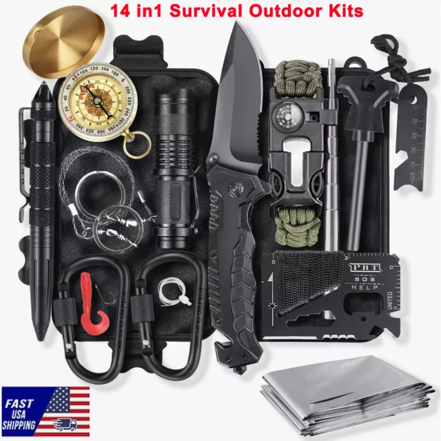 14 in1 Survival Outdoor Kits Military Tactical EDC Emergency Gear Camping Tools