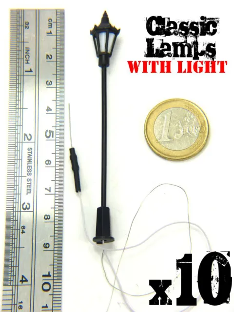 10x Farolas Clasicas con Luces LED - modelismo infinity trenes escenografia 2