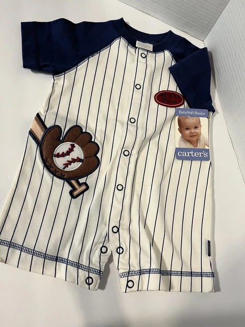CARTER'S BABY BOY 1PC BASEBALL JUMPSUIT COVERALL ROMPER 3-6 Months NEW