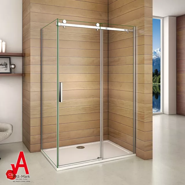 Frameless Sliding Shower Door Screen Enclosure with Side Panel 1200x900mm