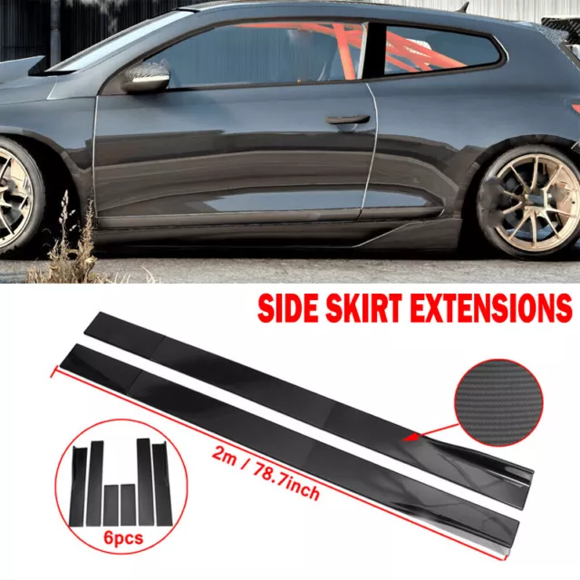 2M Carbon Fibre Side Skirt Extension Rocker Panel For Coupe Sedan Universal UK