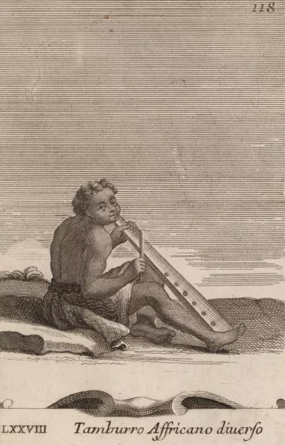 AFRIKANISCHE TROMMEL - Bonanni - Westerhout - Kupferstich 1716