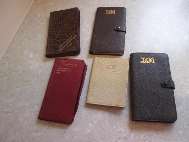 Antique / Vintage Mixed Lot Of Five Diaries