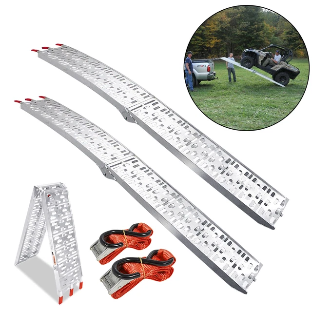 Rampe D'Accès Pliable 340kg - Rail Chargement Antidérapant Acier Pour Moto, Quad, Voiture & Tondeuse - 226cm