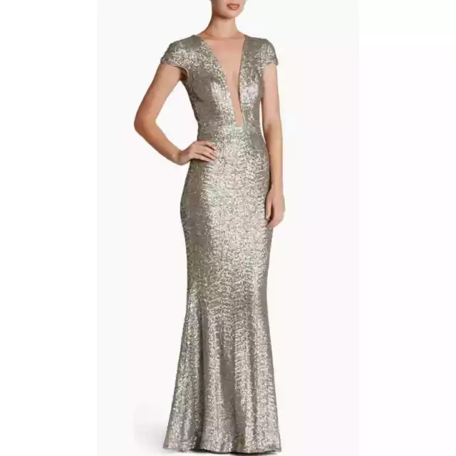 Dress The Population Michelle Sequin Gown in Gold Stretchy Sz Small