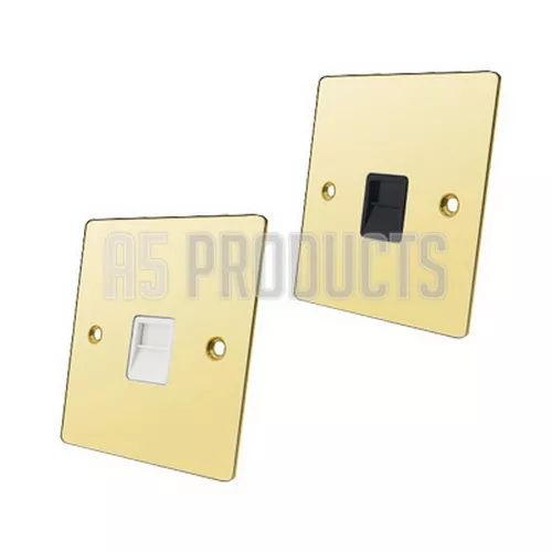 Telephone BT Phone Wall Socket in Gold Effect Polished Mirror Brass FLAT