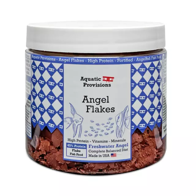Angel Flakes Fish Food 1oz - 3.5oz for Freshwater Angelfish 45% Protein USA Made