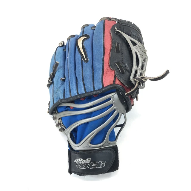 NIKE KIDS BASEBALL Glove Mitt Kaos Web RHT Size 1105 10 Black Red Blue Webfit 22.00 PicClick
