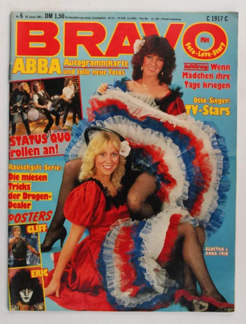 German Bravo Magazine Nr.6 1981 Abba Status Quo Sweet Talking Heads Kiss AC/DC