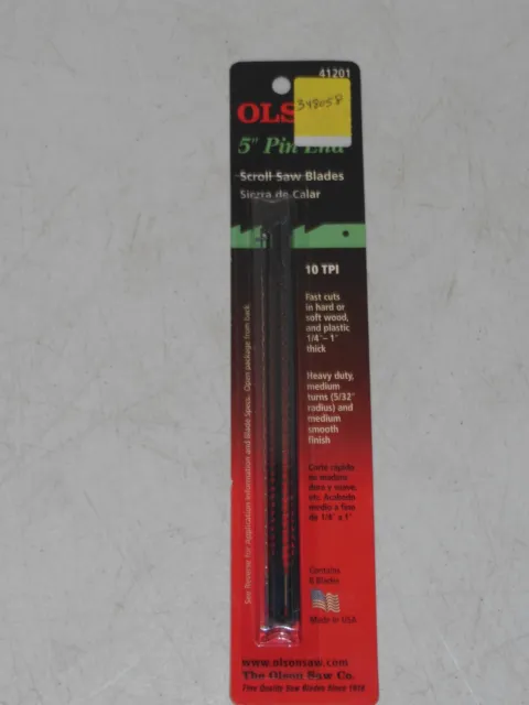 Olson 41201 5" Carbon Steel Pin End Scroll Saw Blade 10 TPI 6 pk