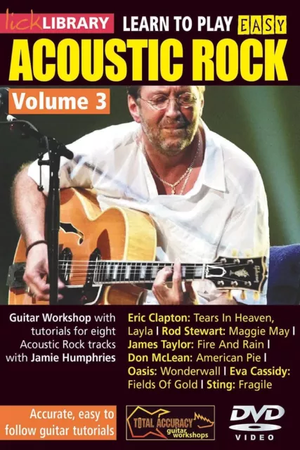 Lick Library Learn 8 EASY ACOUSTIC ROCK GUITAR Lessons Video DVD REM  Coldplay