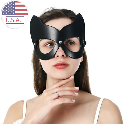 Sexy Women's PU Leather Cat Eye Mask Buckle Venetian Masquerade Costume Props