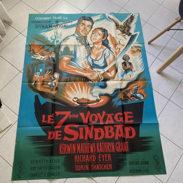 affiche cinema Original Le7èm Voyage De Sindbad 115cm Sur 150 Cm Environ