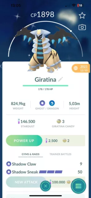 Shiny Giratina Origin Pokémon GO – Trade 1.000.000 stardust - Read