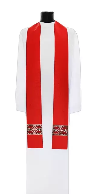 Rot Damast Priester Stola Set, Geistlicher, Katholische, Anglican, ♥ Vestment