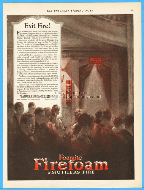 1920 Foamite Firefoam New York City NY 1903 Iroquois Theatre Fire Chicago IL Ad