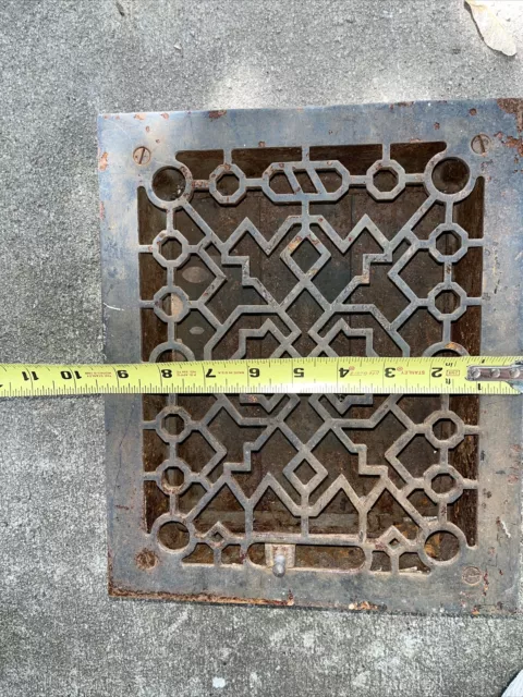 Vintage Cast Iron Floor Heat Grate Vent 11 1/4"X 9 1/2 Art Architectural salvage 3
