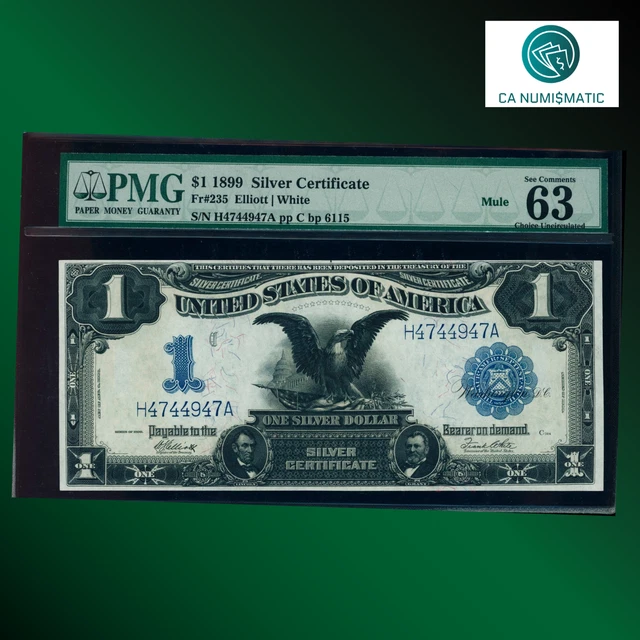Fr.235 1899 $1 Dollar Consecutive Serial Number, Black Eagle, PMG 63, 44947