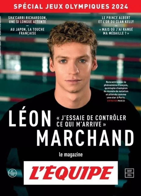 JOURNAL L'EQUIPE DU 1er Aout 2024 JO Natation LEON MARCHAND EUR 13,90