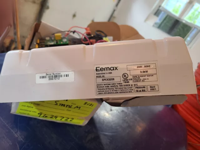 EEMAX SPEX3208 FLOWCO Electric Tankless Water Heater, 14AWG, 3000W ...
