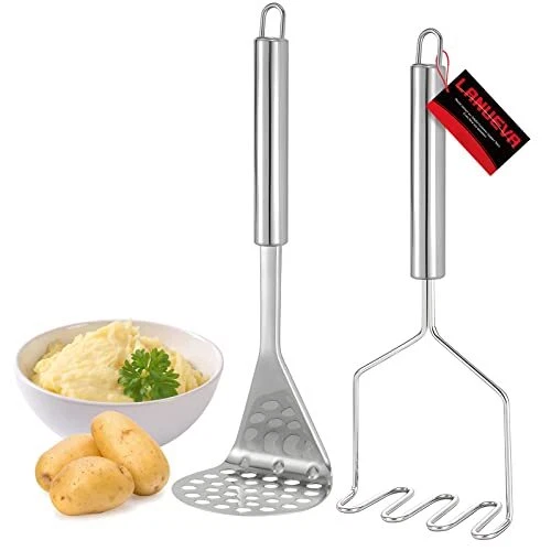 2Pack Potato Masher, Stainless Steel Kitchen Mashing Tool, Food Press for Mashed