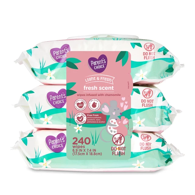 Parent's Choice Fresh Scent Baby Wipes, 240 Count