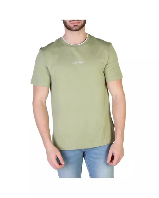Calvin Klein Cotton Round Neck T-Shirt  -  T-Shirts  - Green