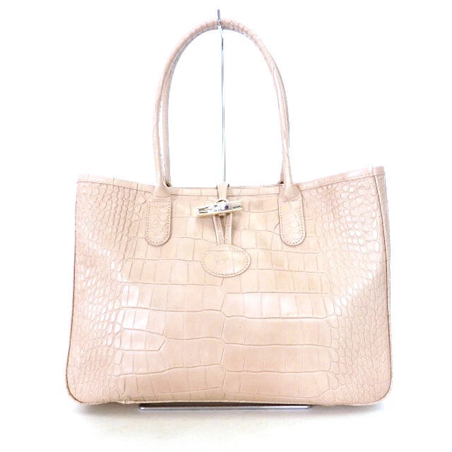 Longchamp Lozo Croc Embossed Leather Tote Bag Pink Made In France 2686158133 Wom