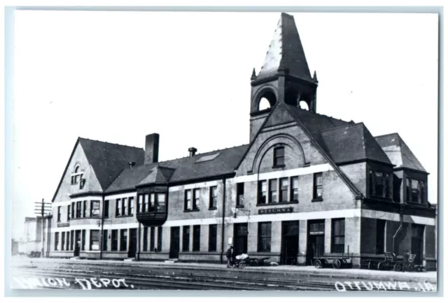 c1960's Union Ottumwa Iowa IA Railroad Train Depot Station RPPC Photo Postcard