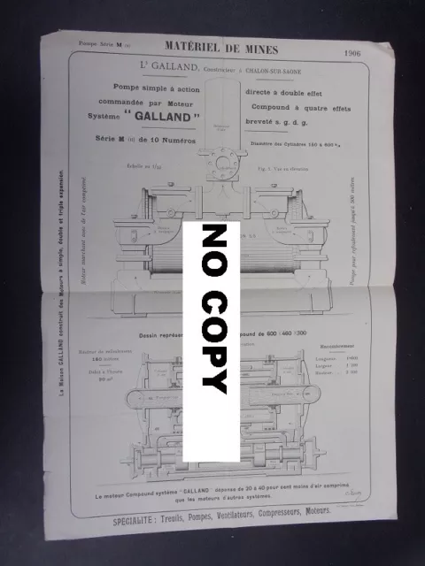 1900 - Lot de 24 Plans Matériels de MINE- GALLAND -