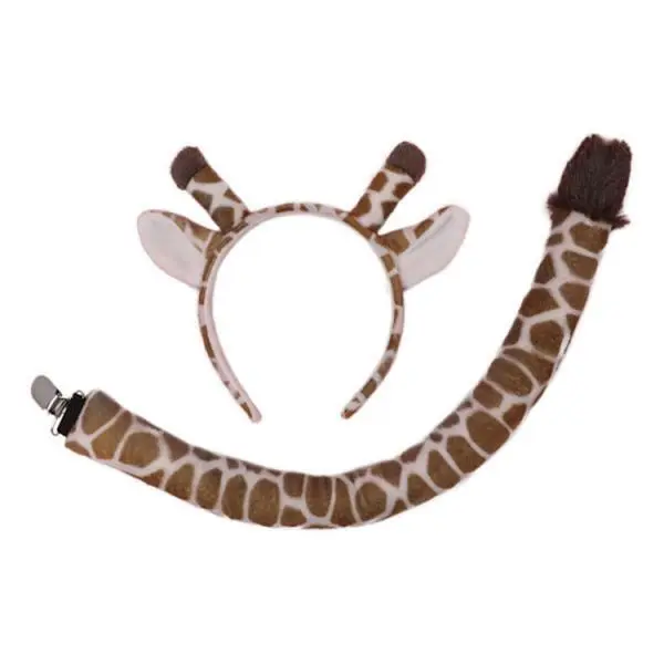 Fascia per capelli con orecchie a coda di giraffa morbida per costumi da