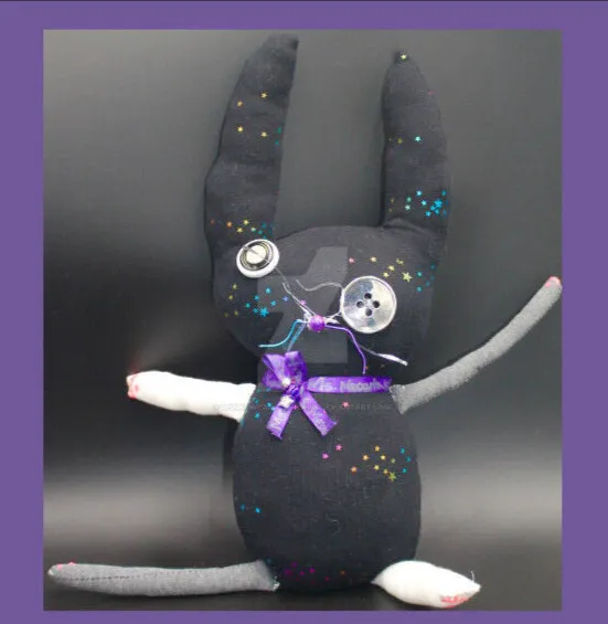 "Wish Upon A Bunny" Soft Sculpture handmade Art Doll with a charm collar
