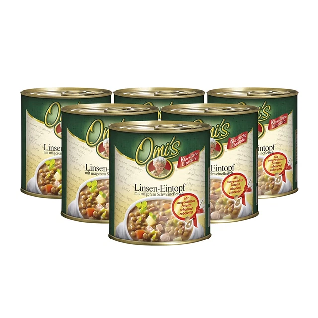 Buss piatti pronti lenticchie classiche Omi's, stufato, più tradizionali, 6x800 g