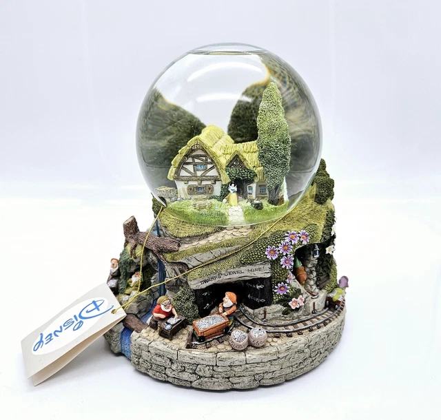 DISNEY SNOW WHITE Dwarfs Mine Snow Globe Figurine Music Box Plays Hi Ho