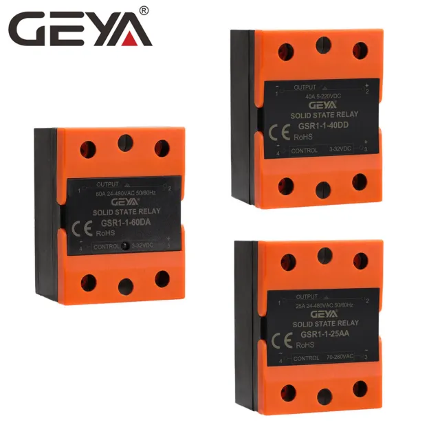 GEYA Single Phase SSR Solid State Relay DC-AC DC-DC AC-AC SSR-10/25/40A GSR1-1