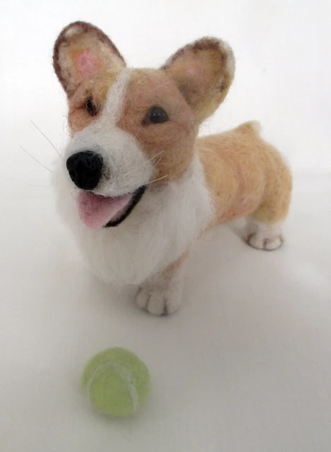 Sculpture Corgi dog Wool Needlefelted OOAK