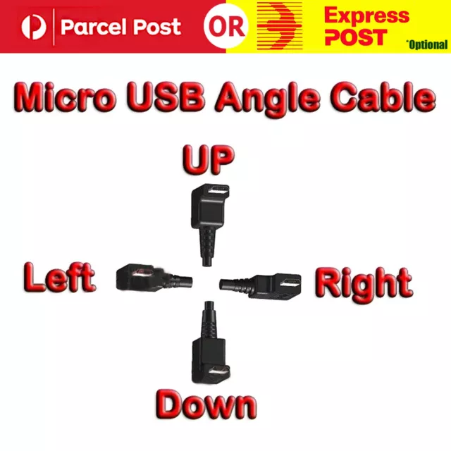 Micro USB High Speed Charging Right Angle 90 Degree Cable Fast Data Sync Cord AU